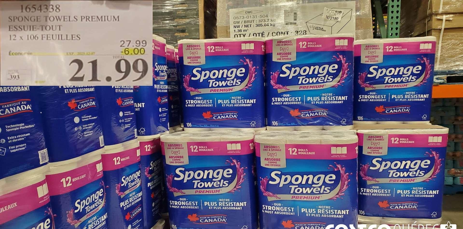 SPONGE TOWELS PREMIUM ESSUIE-TOUT 12 x 106 FEUILLES at Costco