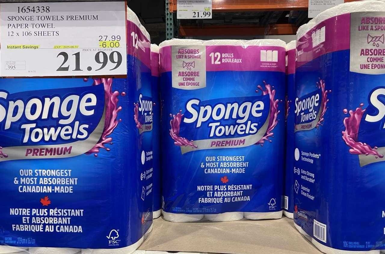 SPONGE TOWELS PREMIUM PAPER TOWEL 12 X 106 SHEETS at Costco