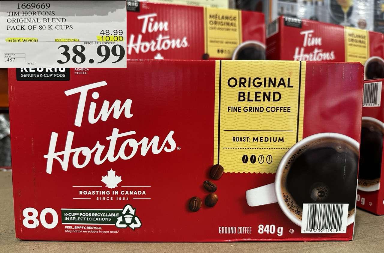 TIM HORTONS ORIGINAL BLEND K-CUPS 80 COUNT - Costco Canada deal - Save $10.00 - Food & Beverage