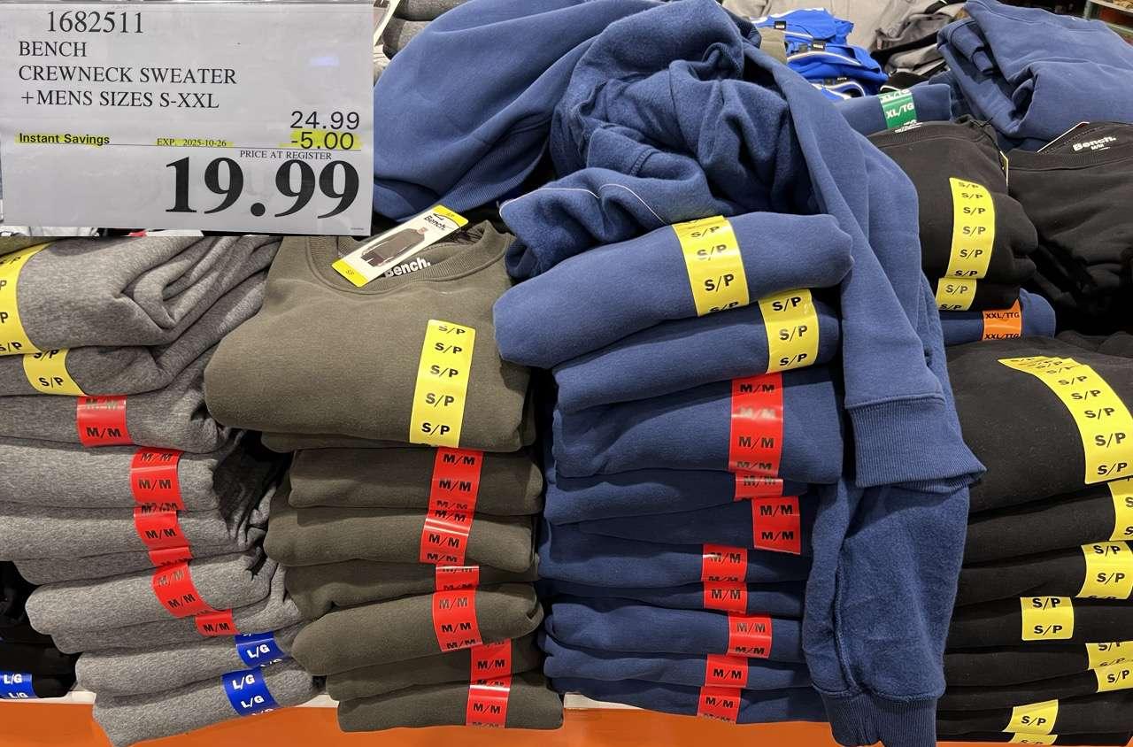BENCH CREWNECK SWEATER MENS SIZES S-XXL at Costco