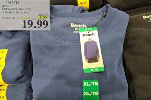 BENCH CREWNECK SWEATER +MENS SIZES S-XXL at Costco
