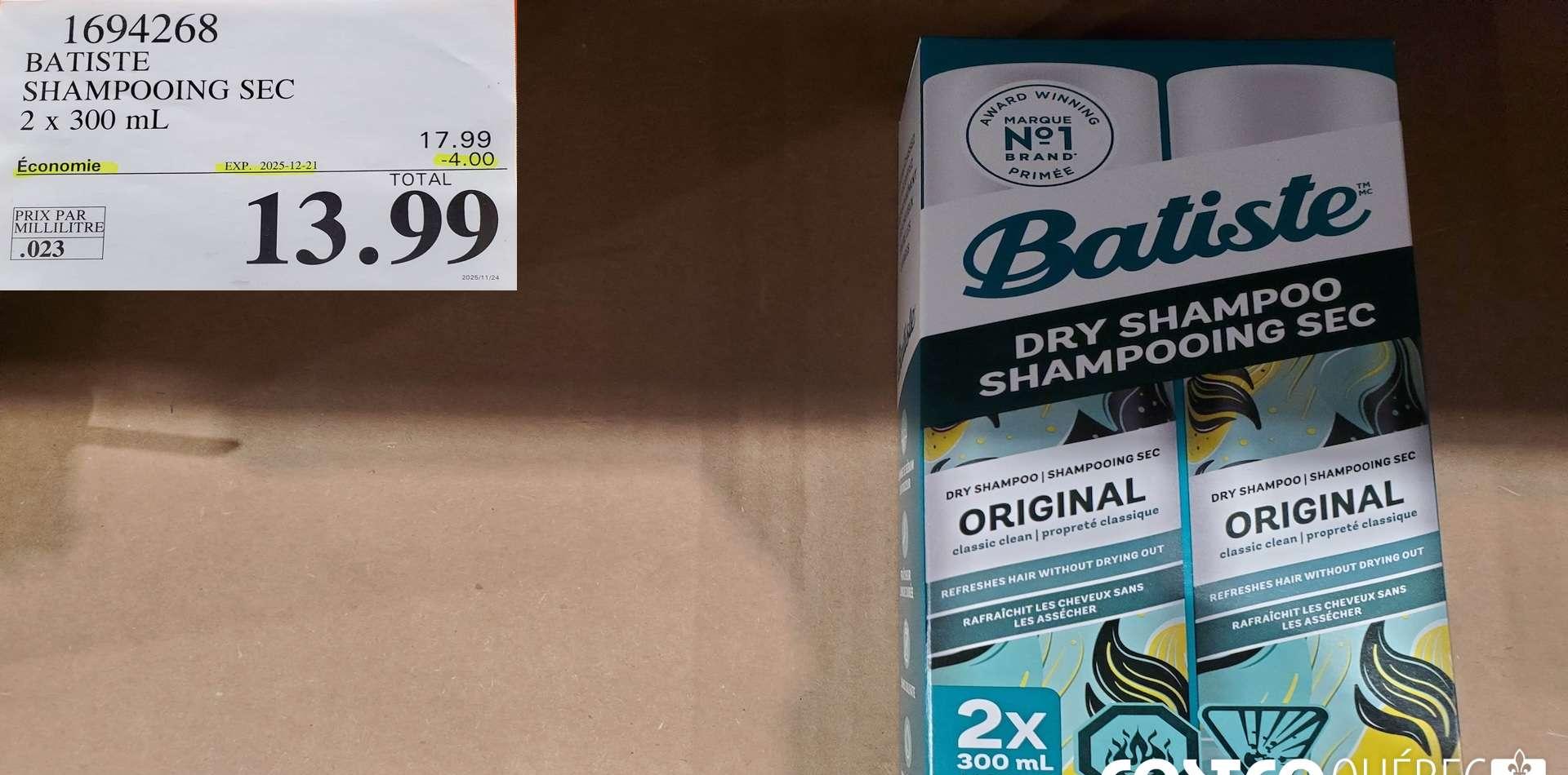 BATISTE SHAMPOOING SEC 2 x 300 mL at Costco