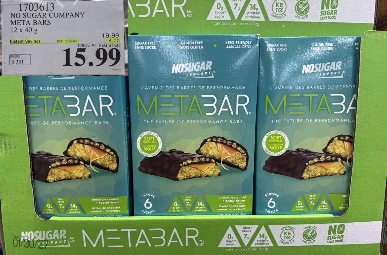 NO SUGAR COMPANY META BARS 12 x 40g at Costco