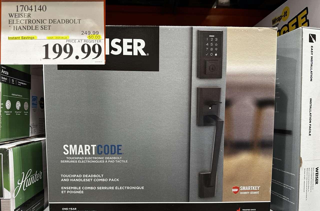 WEISER ELECTRONIC DEADBOLT HANDLE SET at Costco