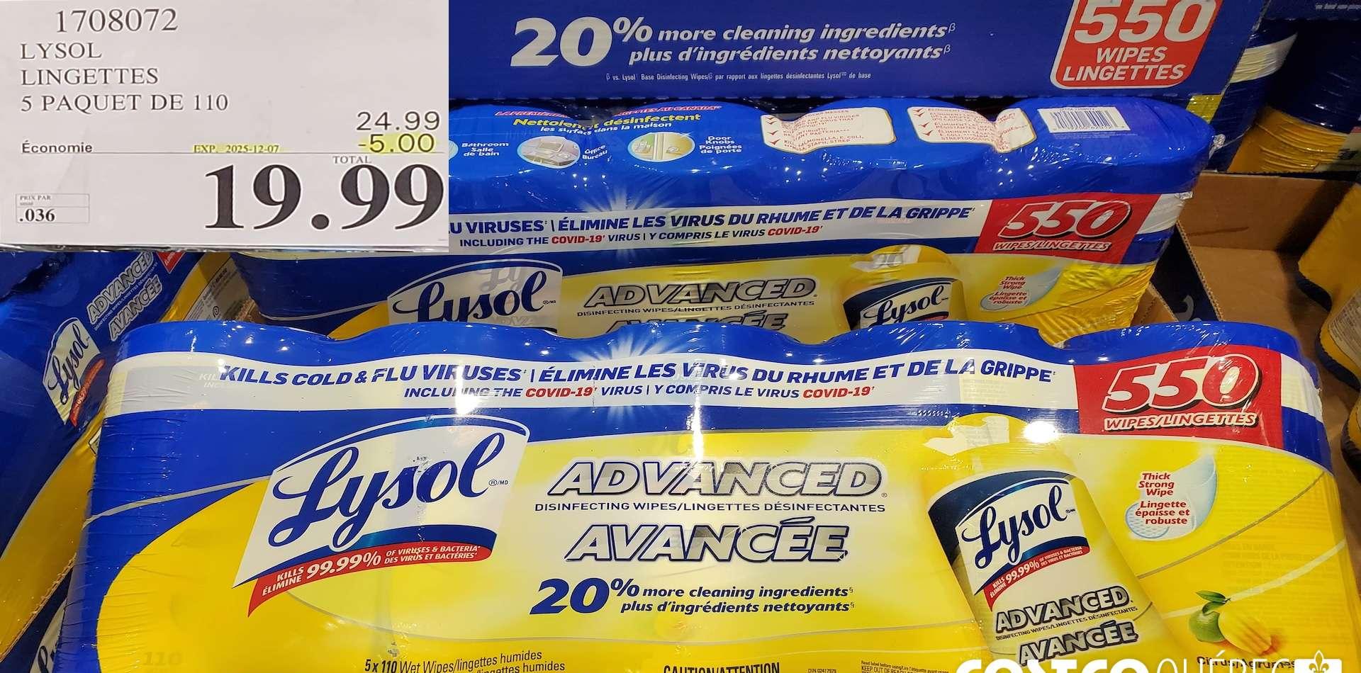 LYSOL LINGETTES 5 PAQUET DE 110 at Costco