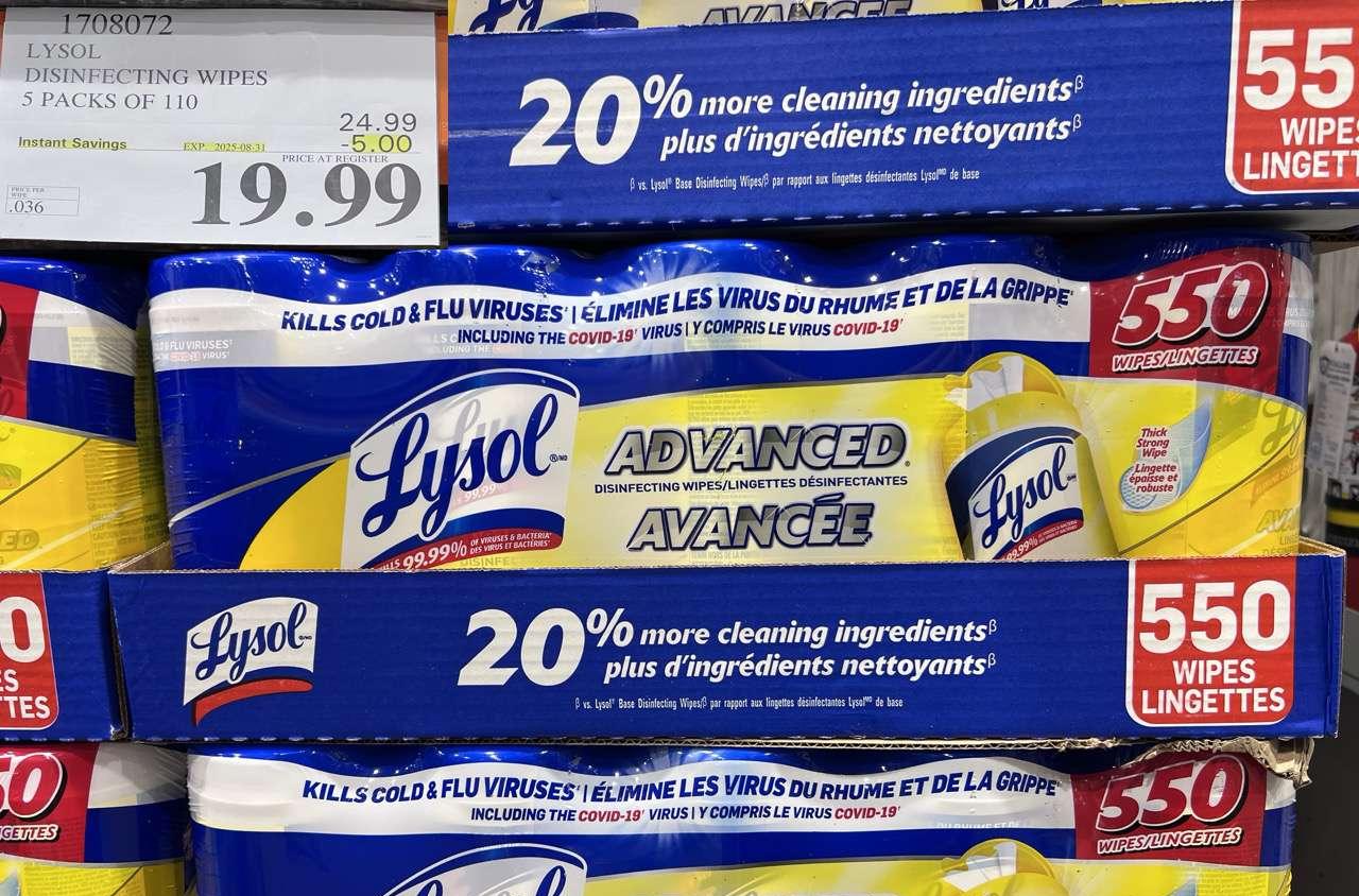 LYSOL DISINFECTING WIPES 5 X 110 WIPES at Costco