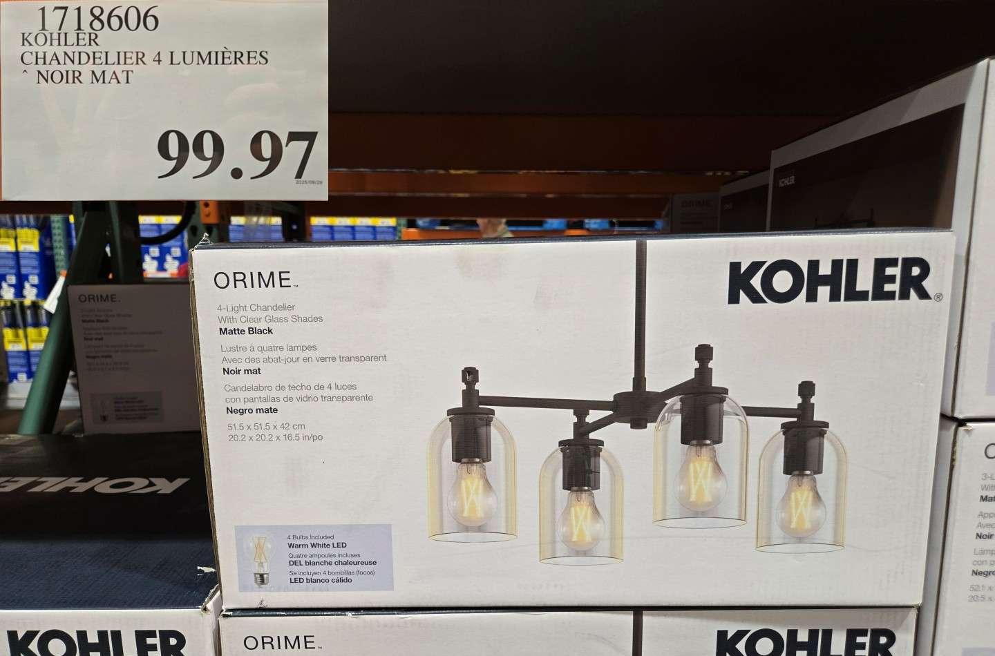 KOHLER    CHANDELIER 4 LUMIERES * NOIR MAT at Costco