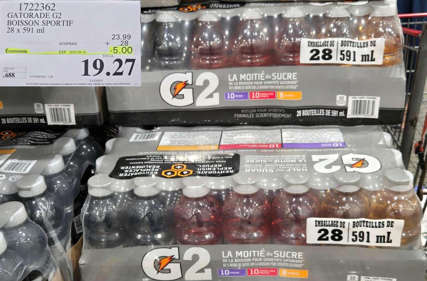 GATORADE G2 BOISSON SPORTIF 28 x 591 ml at Costco
