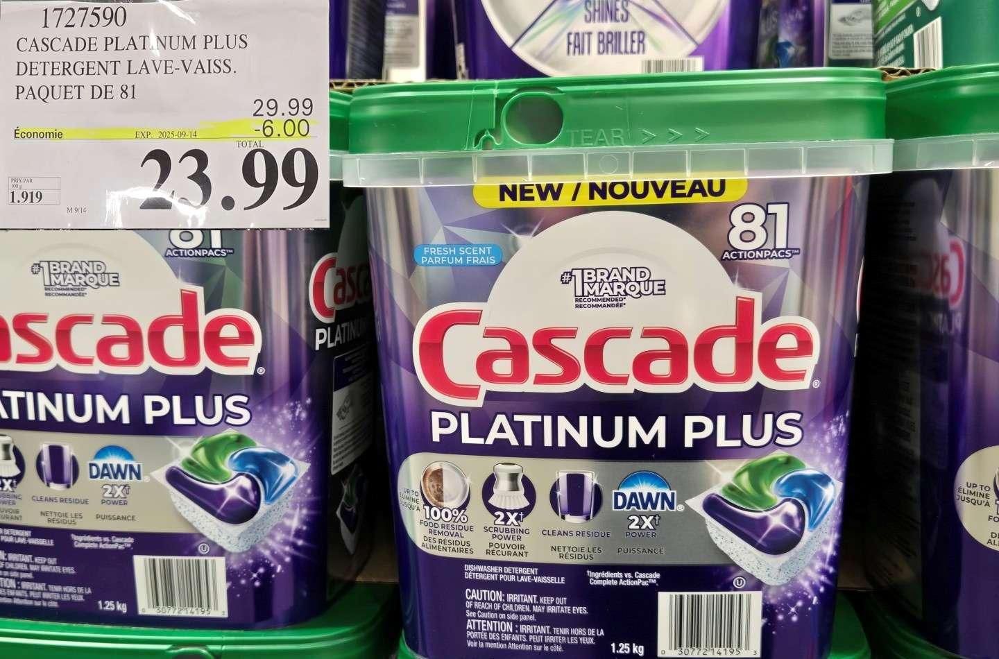 CASCADE PLATINUM PLUS    DETERGENT LAVE-VAISS.      PAQUET DE 81 at Costco