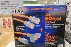 PRIME EXTENSION CORD 2X50FT 2FT 3 OUTLET ADAPTER at Costco