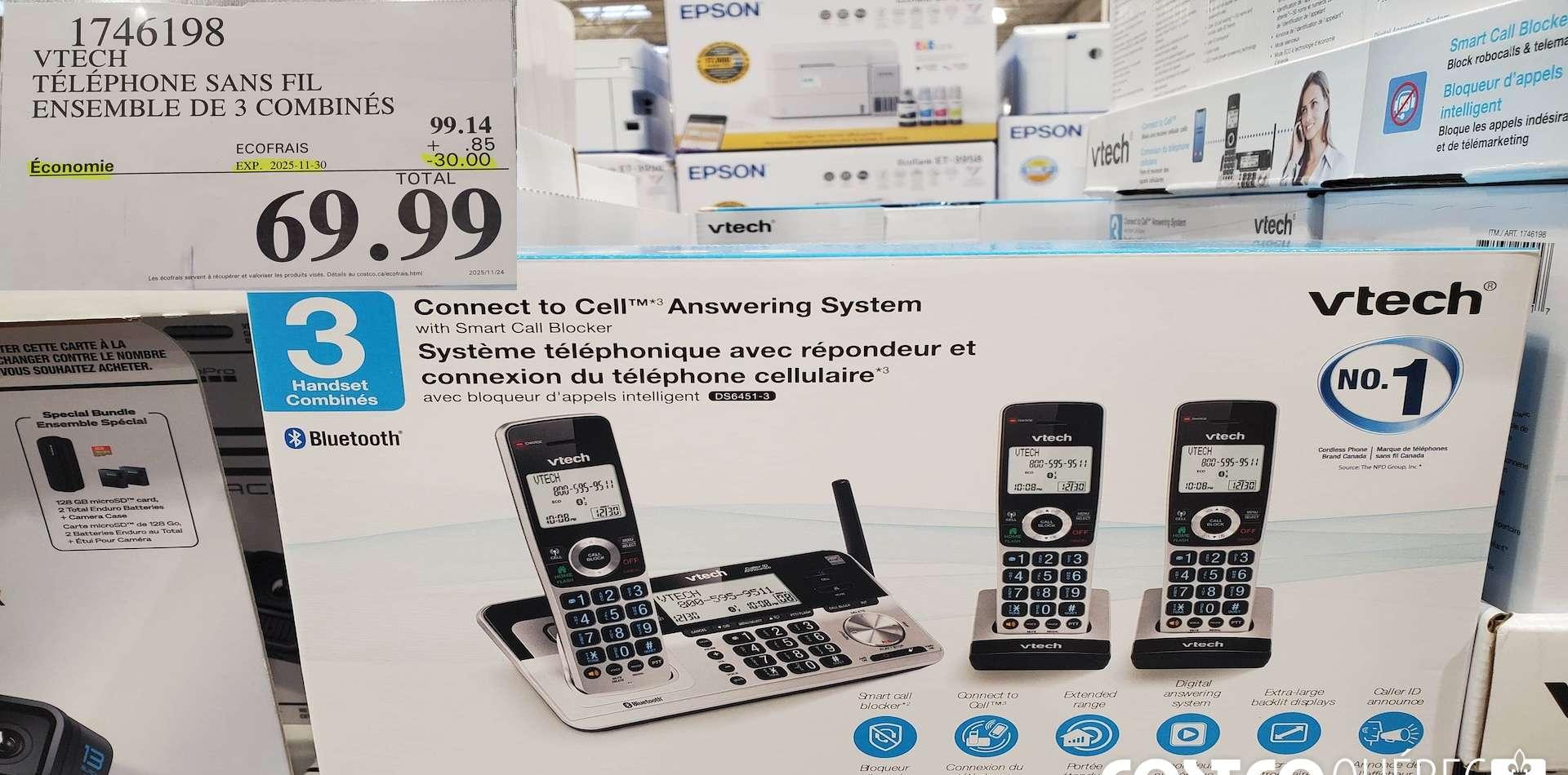 VTECH TELEPHONE SANS FIL ENSEMBLE DE 3 COMBINES at Costco
