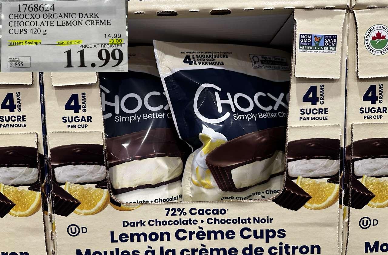 CHOCXO ORGANIC DARK CHOCOLATE LEMON CREME CUPS 420G at Costco