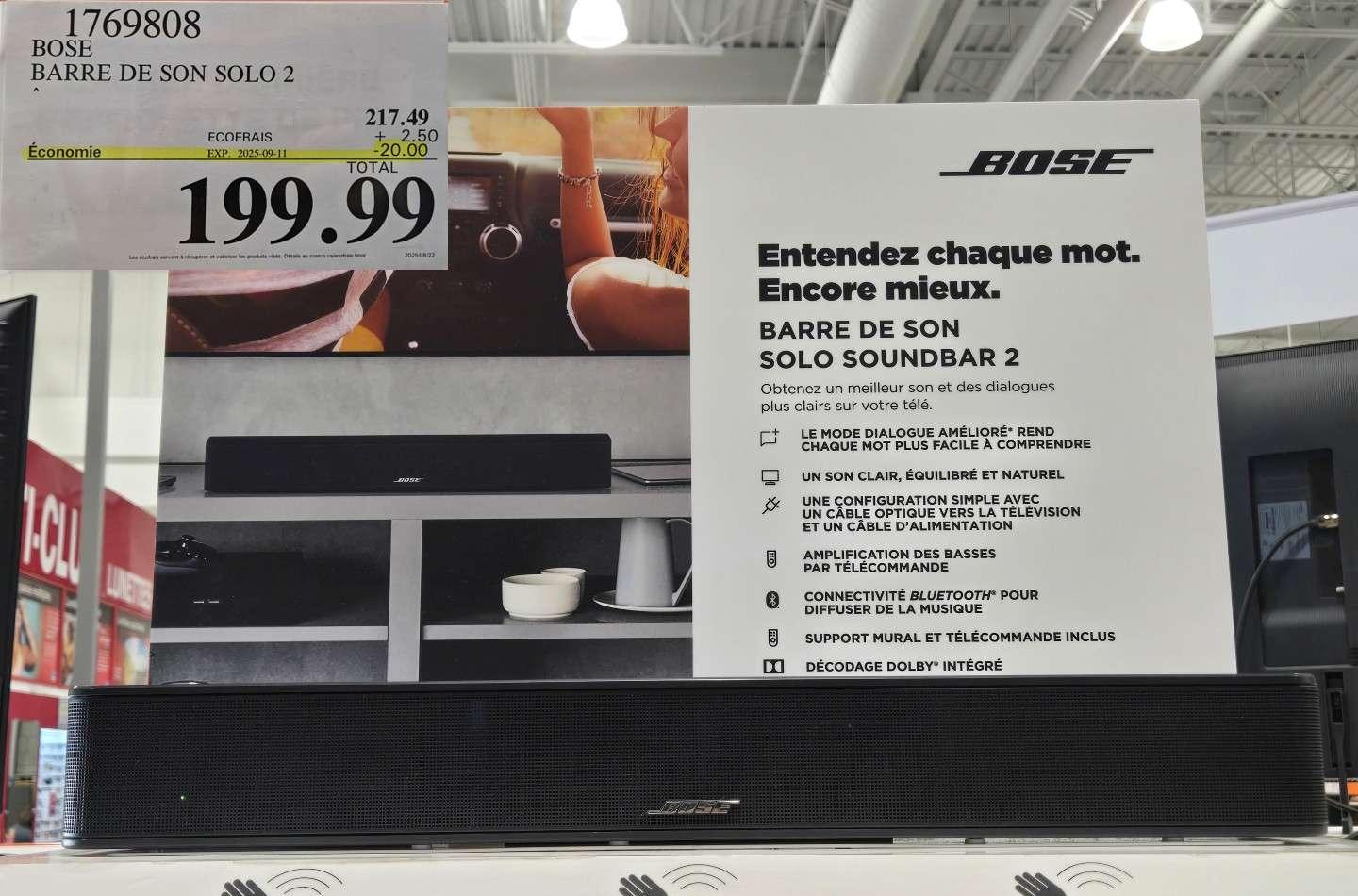 BOSE BARRE DE SON SOLO 2 at Costco