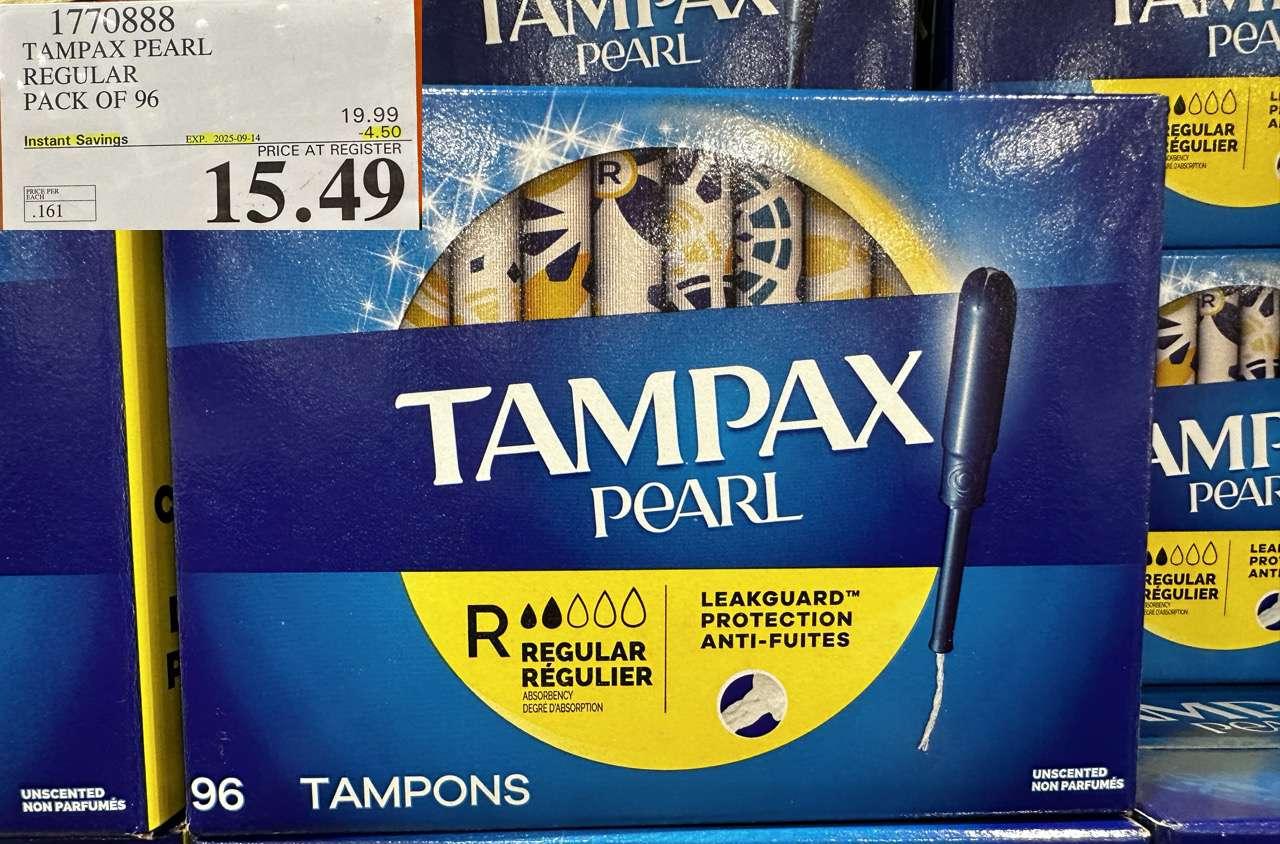 TAMPAX PEARL REGULAR PACK OF 96 at Costco