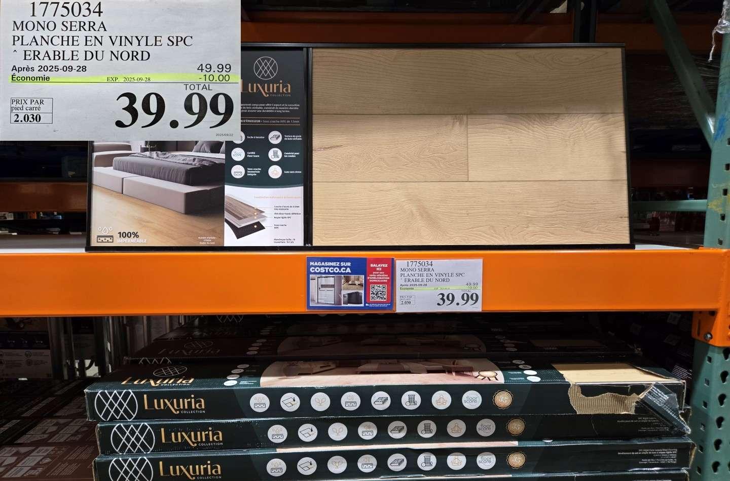 MONO SERRA  PLANCHE EN VINYLE SPC  ERABLE DU NORD at Costco