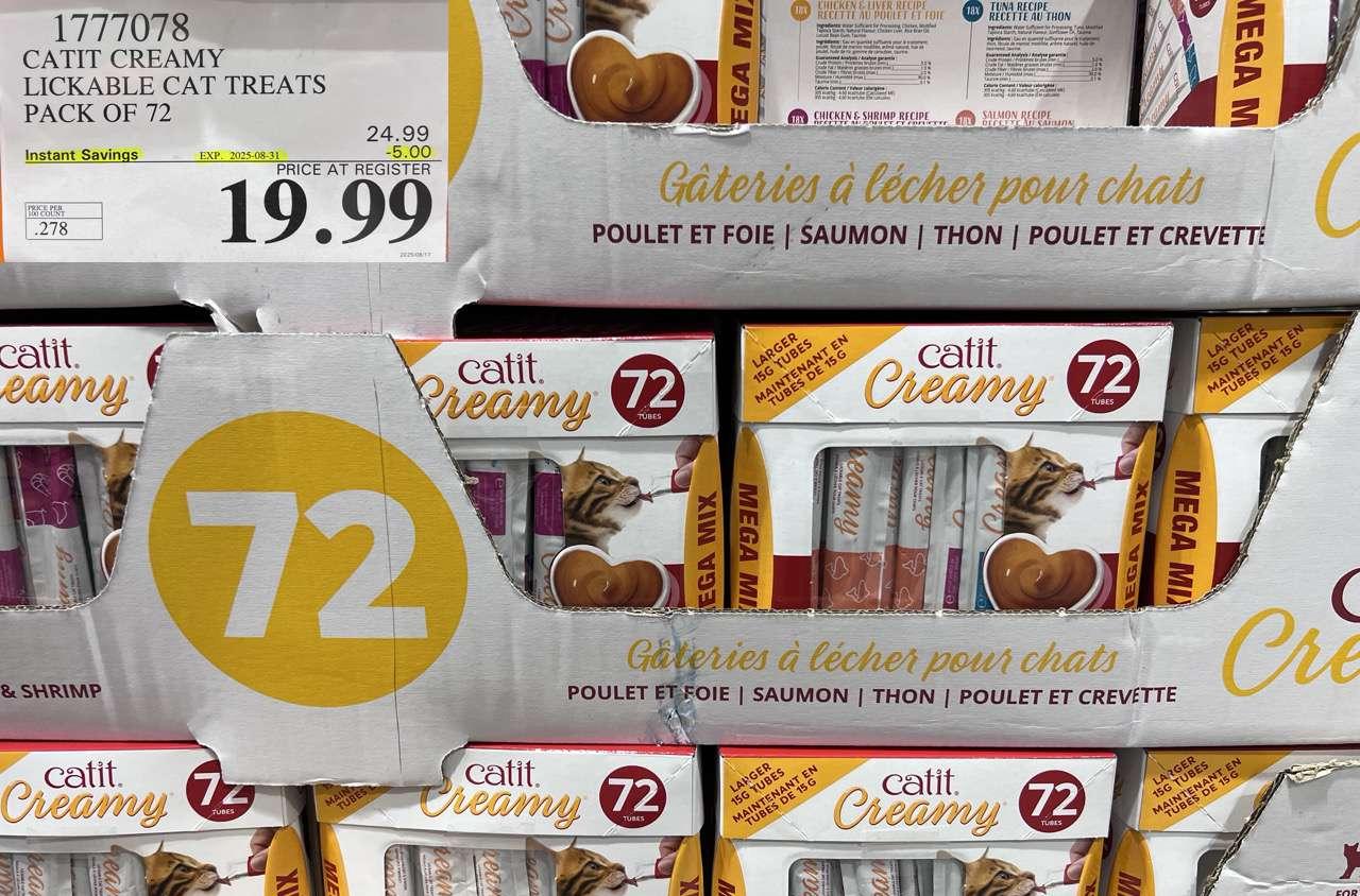 CATIT CREAMY LICKABLE CAT TREATS PACK OF 72 at Costco