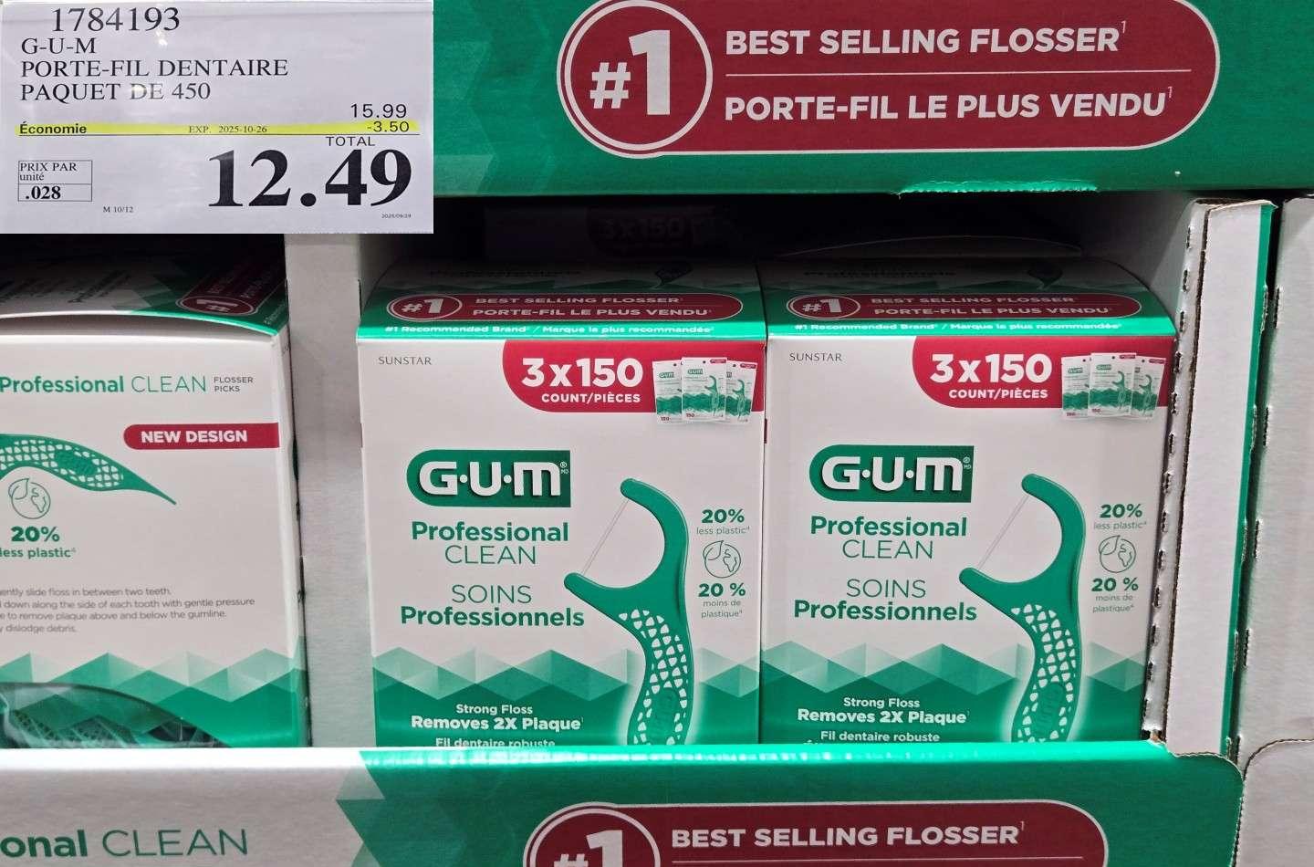 G-U-M PORTE-FIL DENTAIRE PAQUET DE 450 at Costco