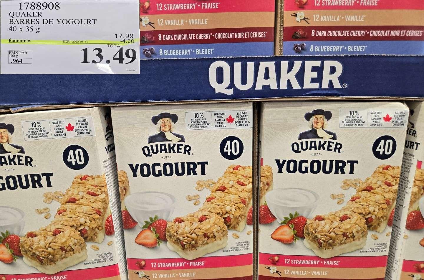 QUAKER BARRES DE YOGOURT 40 x 35 g at Costco