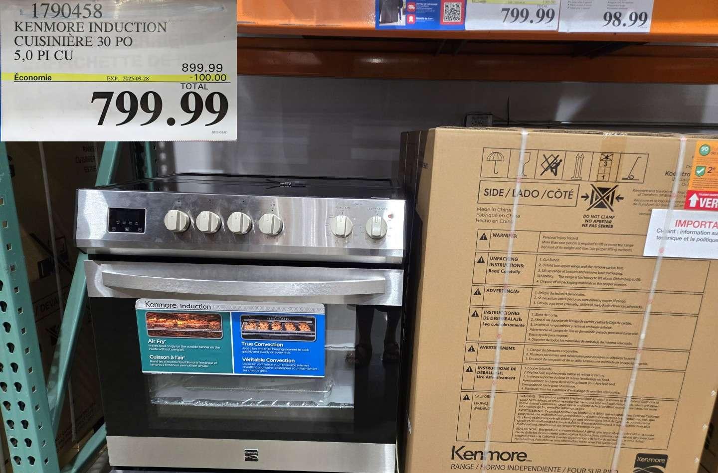 KENMORE INDUCTION  CUISINIERE 30 PO at Costco