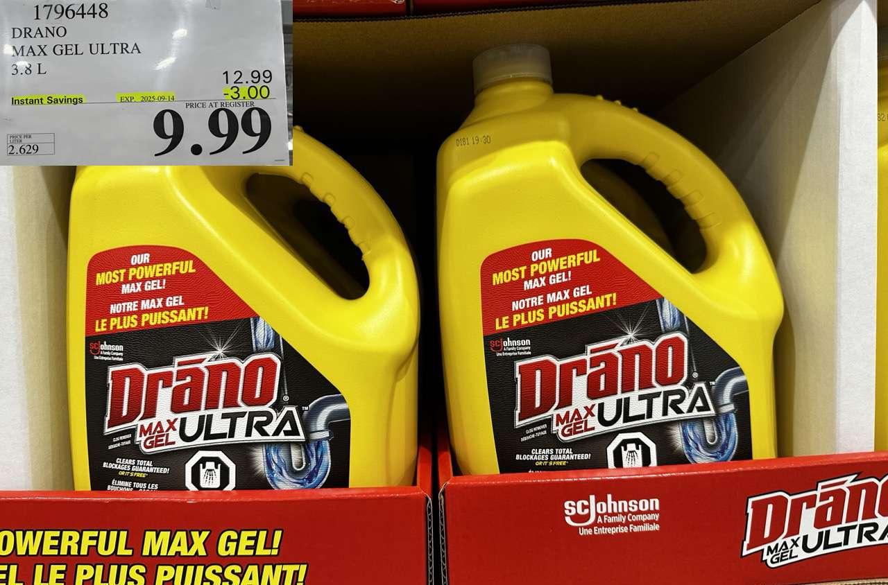 DRANO MAX GEL ULTRA 3.8L - Costco Canada deal - Save $3.00 - Household Essentials