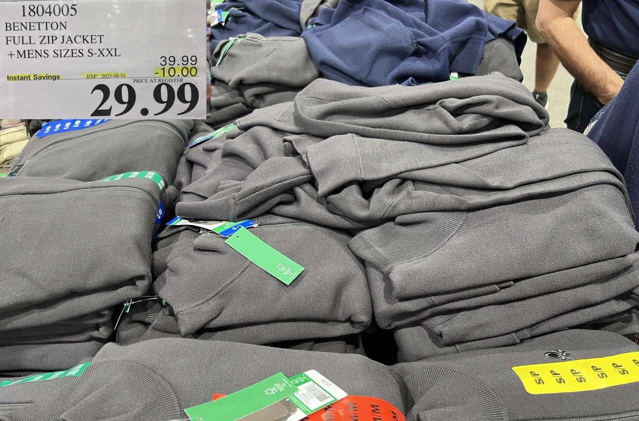 BENETTON FULL ZIP JACKET MENS SIZES S-XXL at Costco
