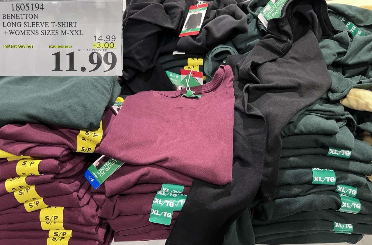 BENETTON LONG SLEEVE T-SHIRT LADIES SIZES XS-XXXL - Costco Canada deal - Save $3.00 - Clothing and Accessories