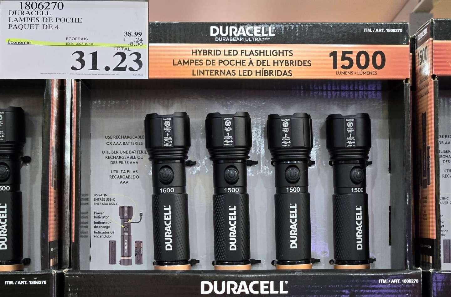 DURACELL LAMPES DE POCHE PAQUET DE 4 at Costco