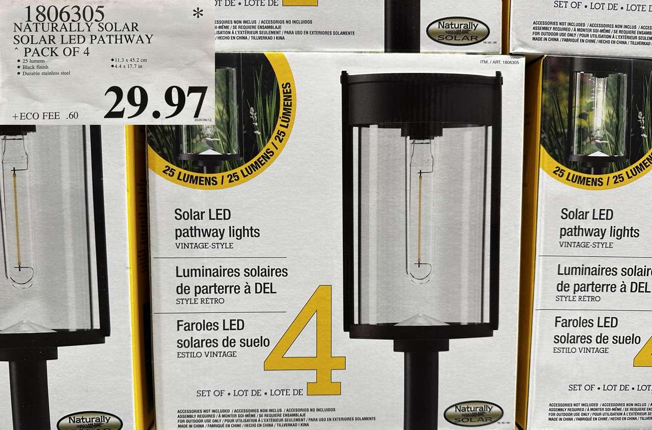 NATURALLY SOLAR SOLAR LED PATHWAY PACK OF 4 at Costco