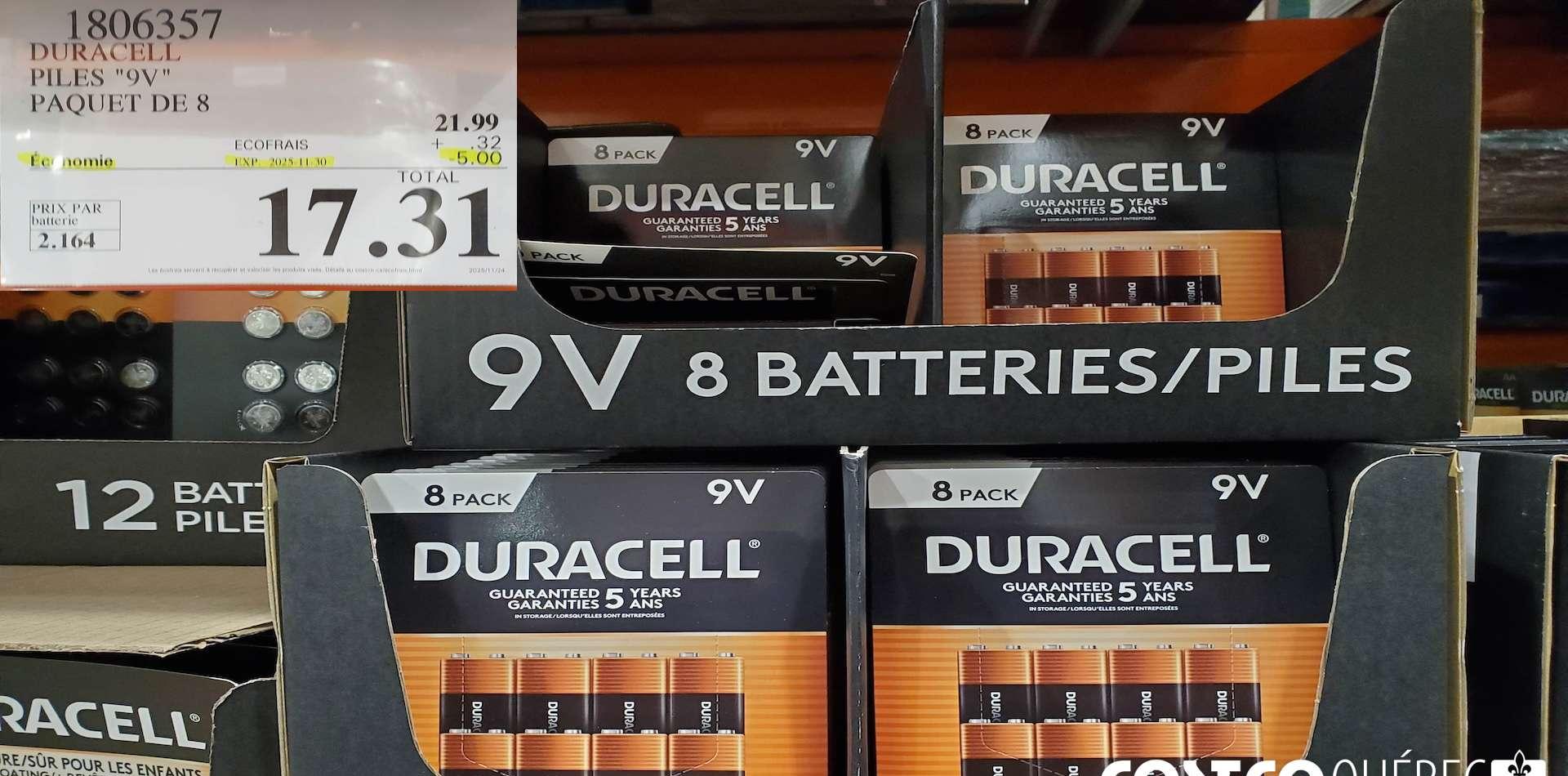 DURACELL PILES "9V" PAQUET DE 8 at Costco