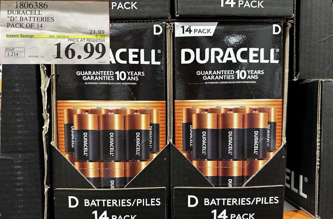 DURACELL "D" BATTERIES PACK OF 14 at Costco