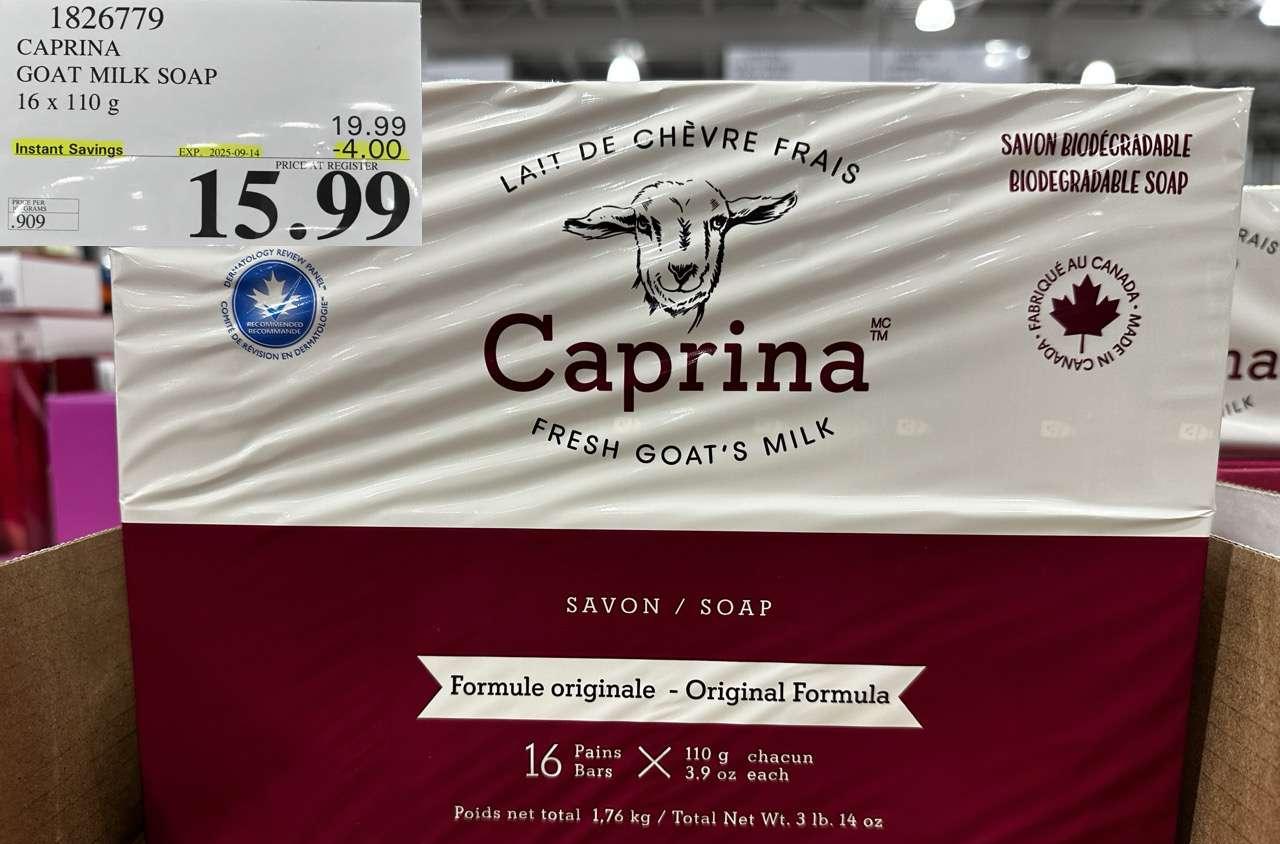 CAPRINA GOAT MILK SOAP 16 X 110G - Costco Canada deal - Save $4.00 - Health and Beauty