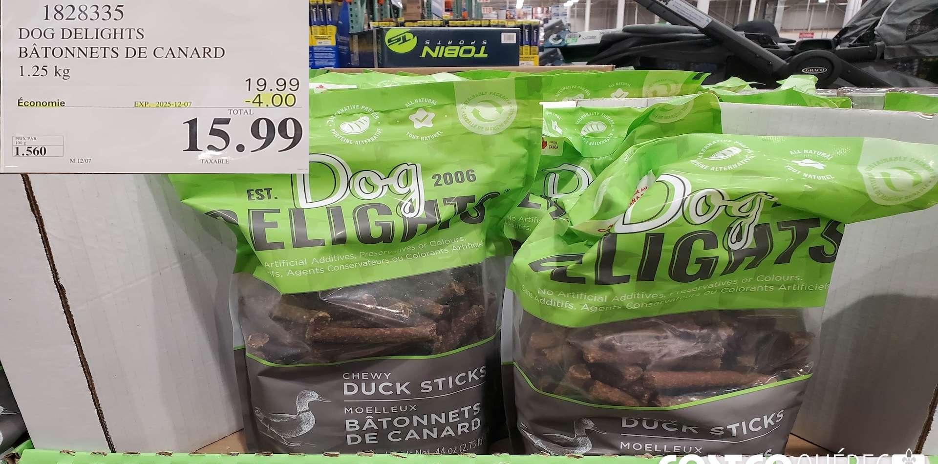 DOG DELIGHTS BATONNETS DE CANARD 1.25 kg at Costco