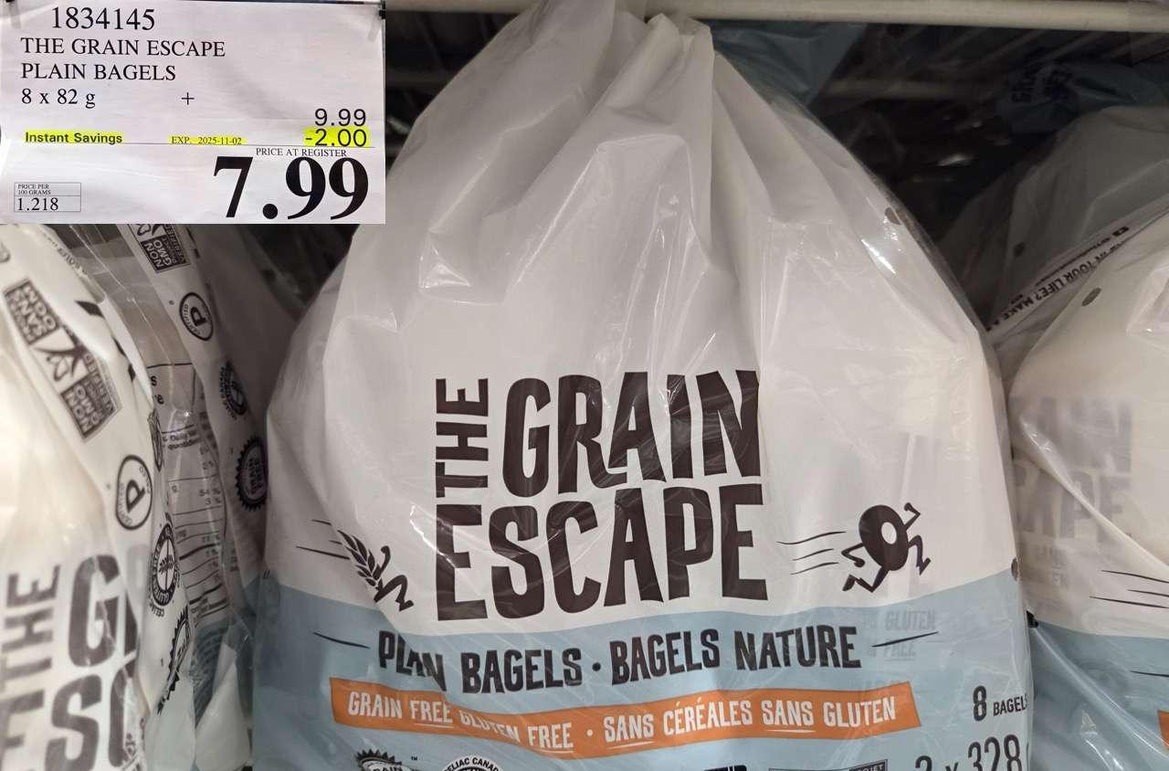 THE GRAIN ESCAPE PLAIN BAGELS 8 X 82G at Costco