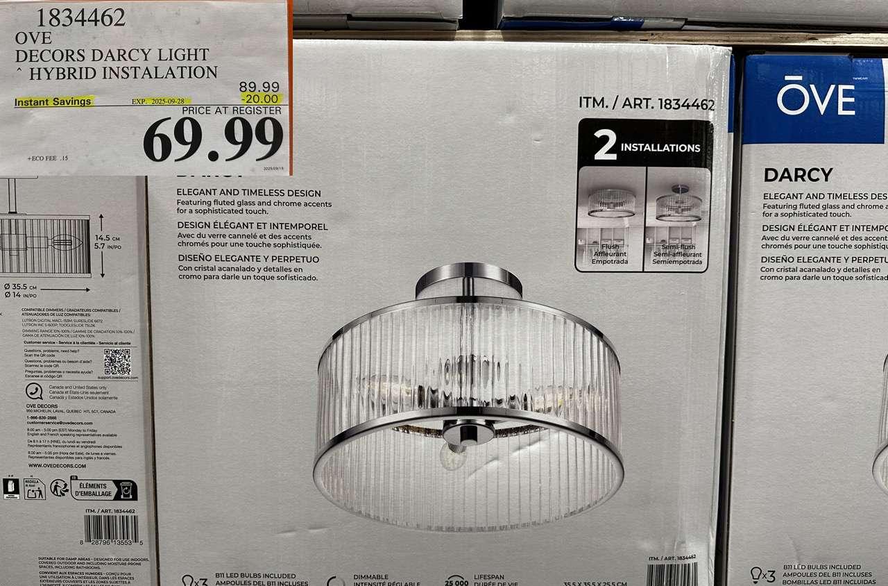 OVE DECORS DARCY LIGHT HYBRID INSTALATION at Costco
