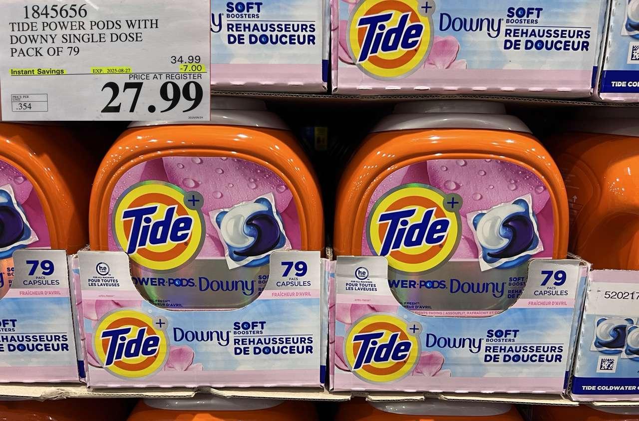 TIDE POWER PODS WITH DOWNY SINGLE DOSE PACK OF 79 at Costco