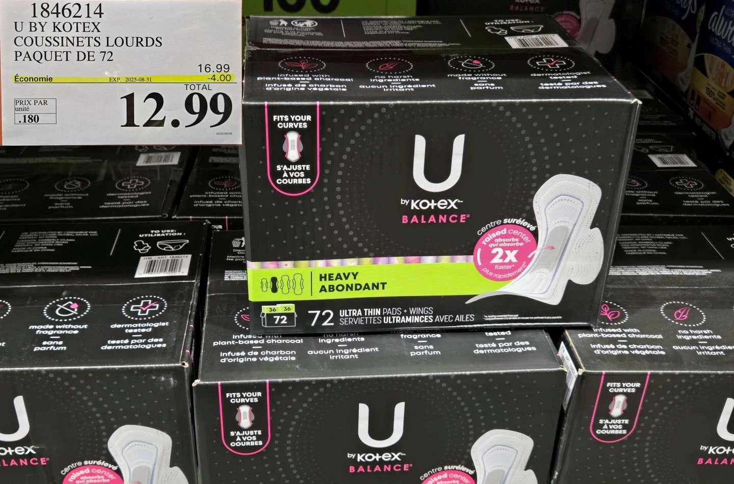 U BY KOTEX COUSSINETS LOURDS PAQUET DE 72 at Costco