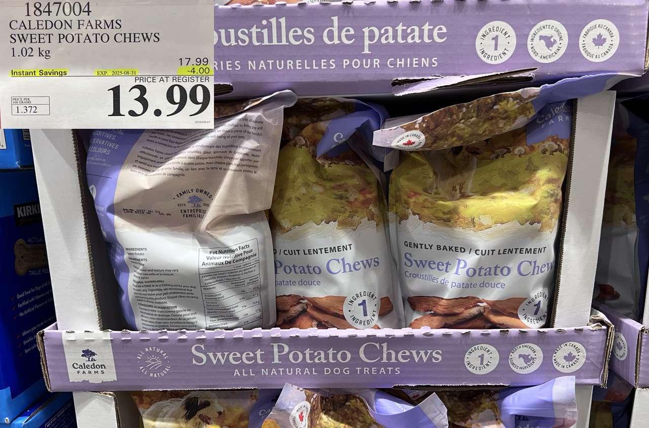 CALEDON FARMS SWEET POTATO CHEWS 1.02KG at Costco