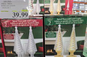 SPIRAL TREES WITH LED LIGHTS PACK OF 2 at Costco