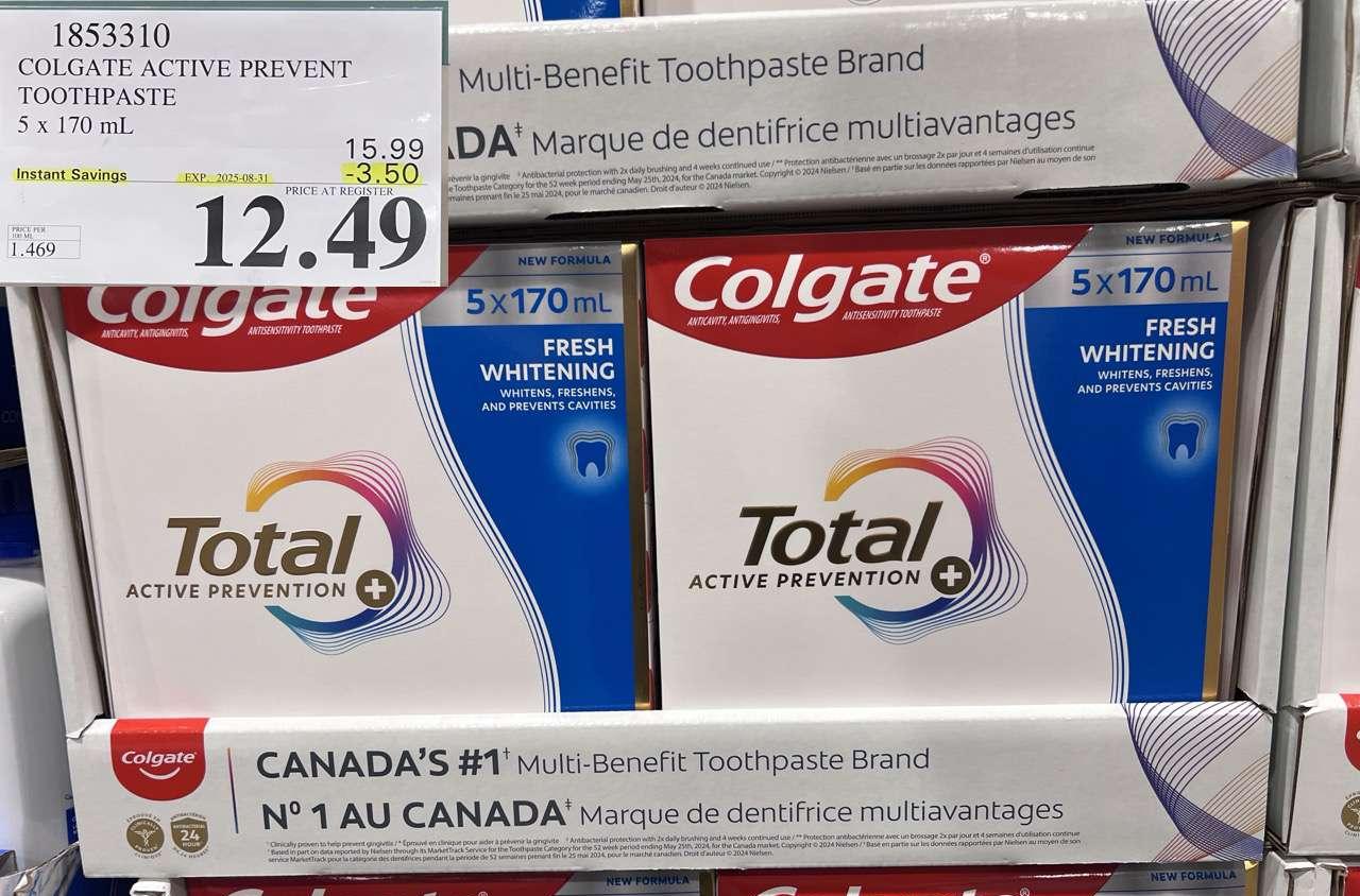 COLGATE ACTIVE PREVENT TOOTHPASTE 5 X 170ML at Costco