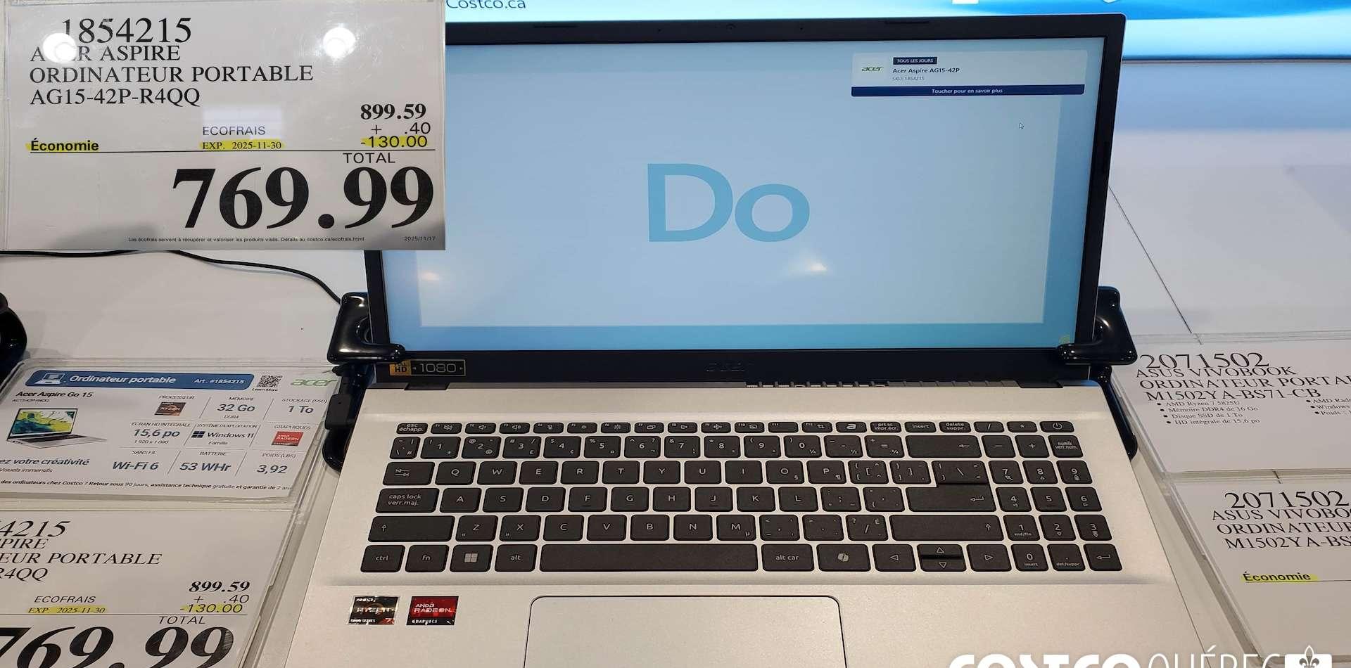 ACER ASPIRE ORDINATEUR PORTABLE at Costco