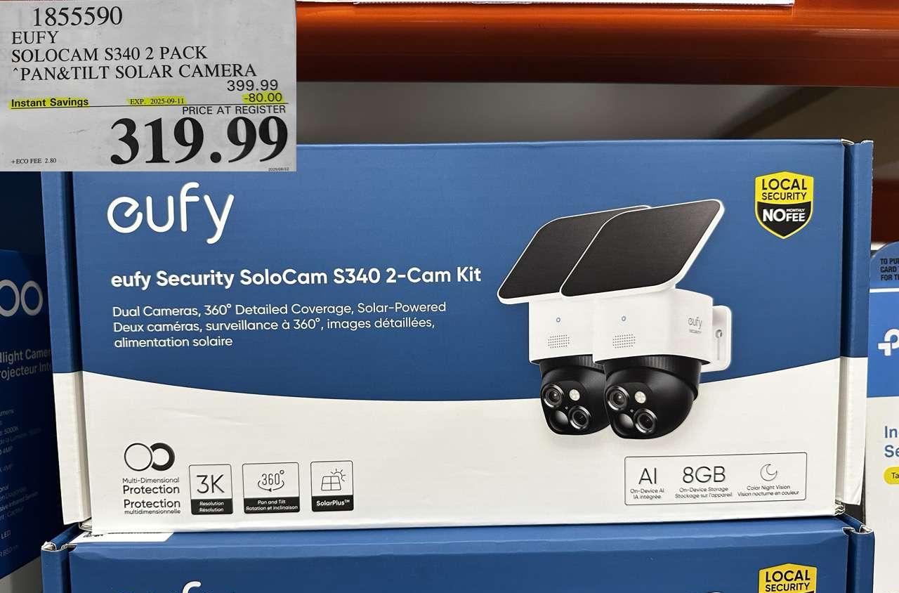 EUFY SOLOCAM S340 2 PACK PAN&TILT SOLAR CAMERA at Costco