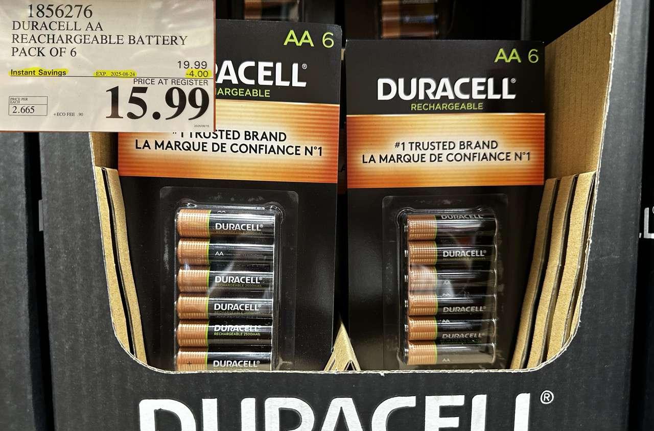 DURACELL AA RECHARGEABLE BATTERY PACK OF 6 at Costco