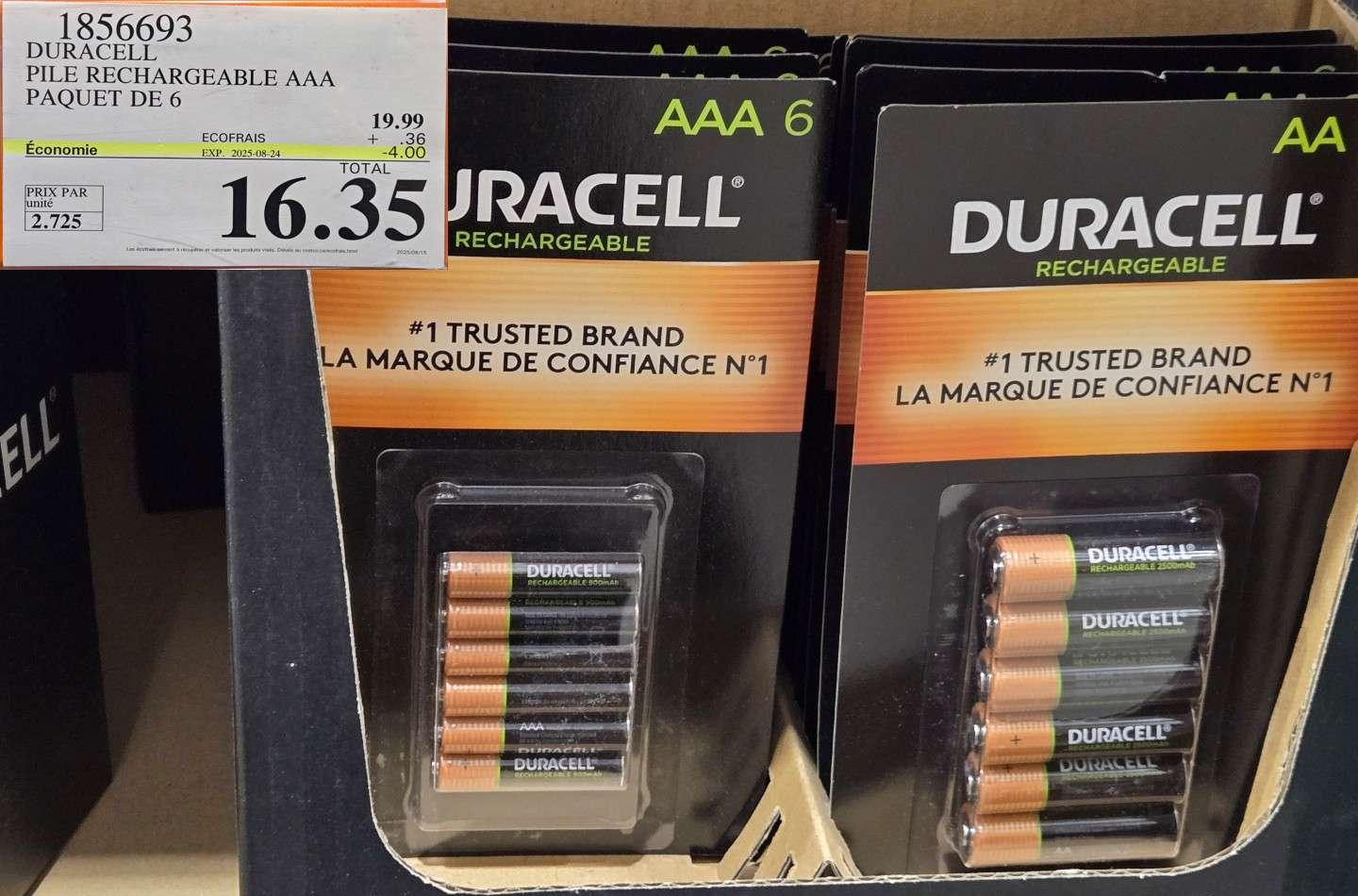 DURACELL PILE RECHARGEABLE AAA  PAQUET DE 6 at Costco