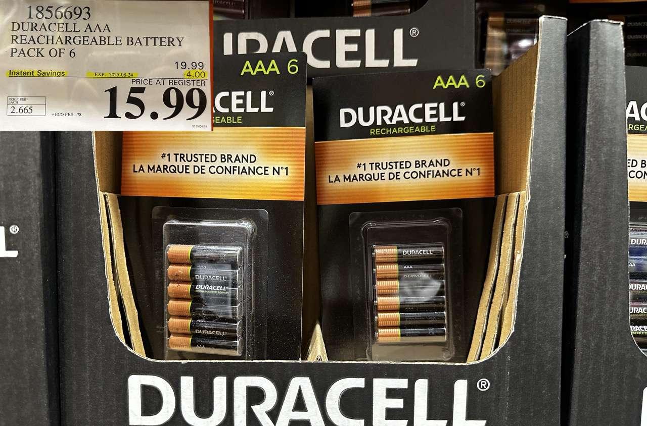 DURACELL AAA RECHARGEABLE BATTERY PACK OF 6 at Costco