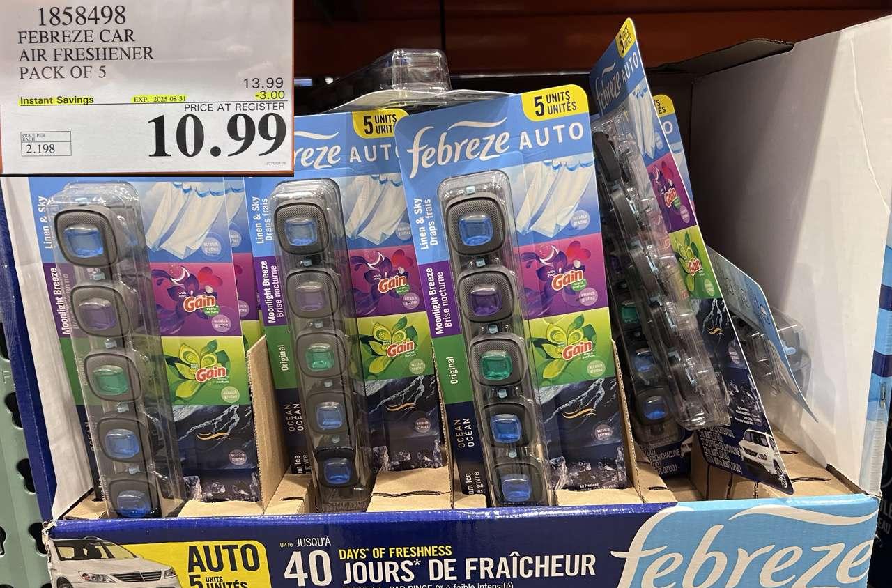 FEBREZE CAR AIR FRESHENER PACK OF 5 at Costco
