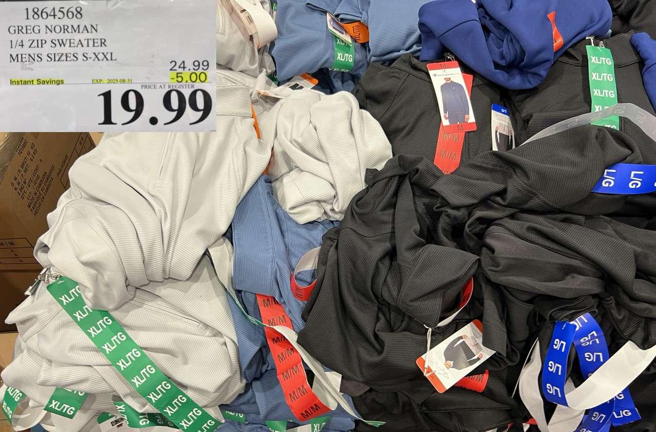 GREG NORMAN 1/4 ZIP SWEATER MENS SIZES S-XXL at Costco