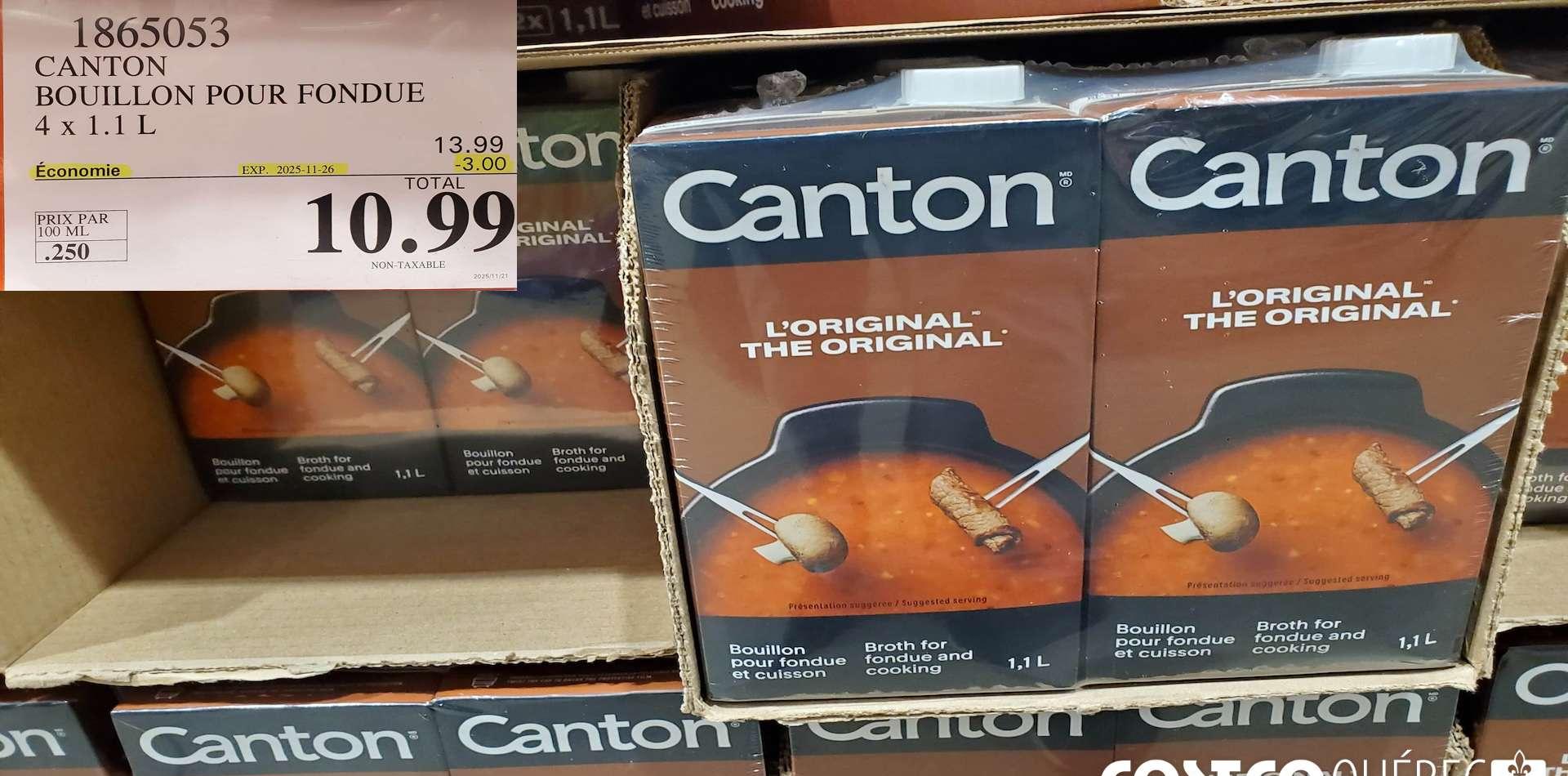 CANTON BOUILLON POUR FONDUE 4x1.1L at Costco