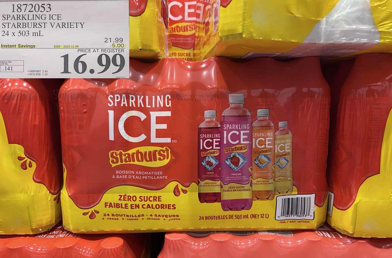 SPARKLING ICE STARBURST VARIETY 24 X 503ML - Costco Canada deal - Save $5.00 - Food & Beverage
