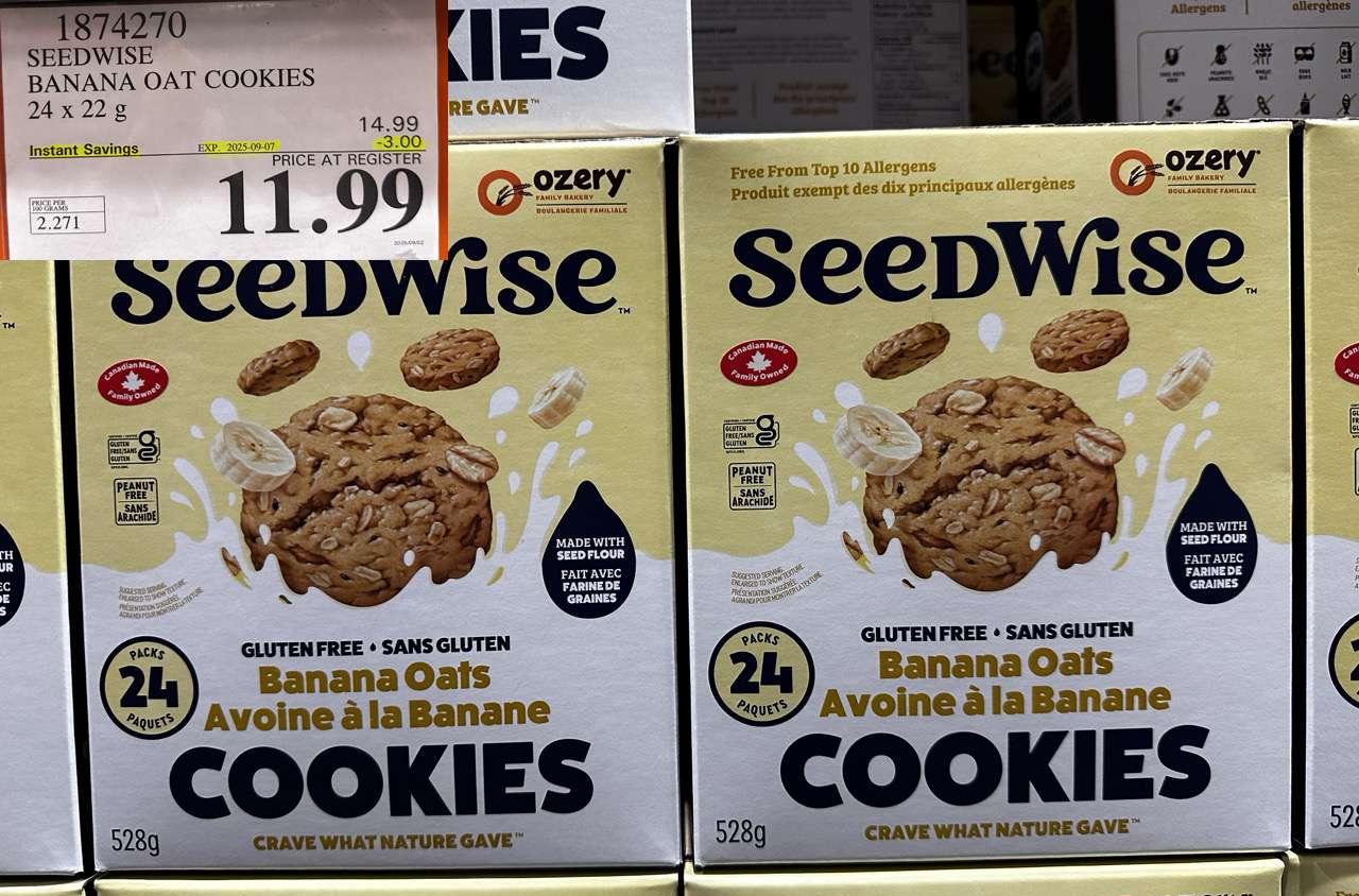 SEEDWISE BANANA OAT COOKIES 24 X 22G - Costco Canada deal - Save $3.00 - Food & Beverage