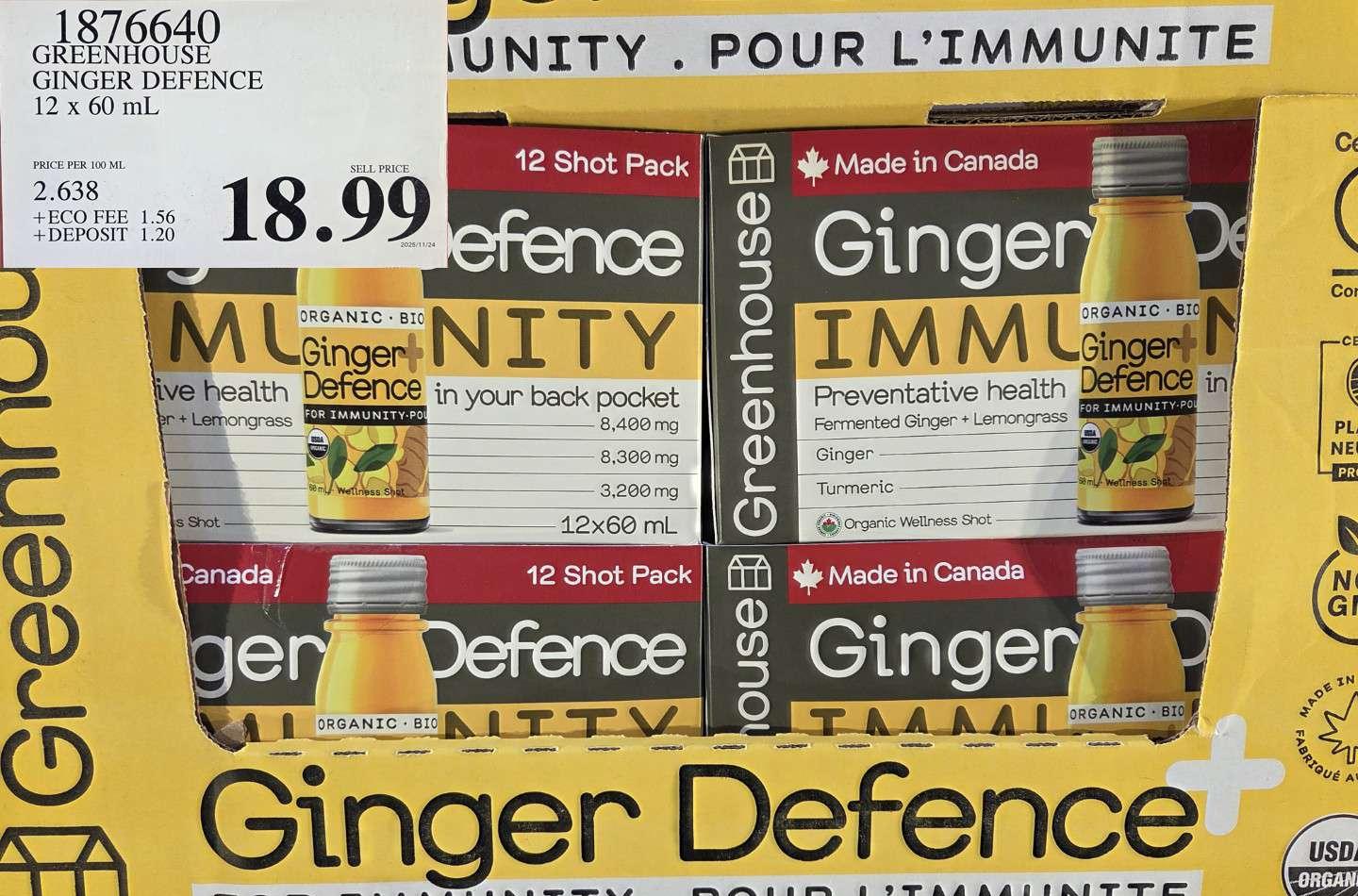 GREENHOUSE GINGER DEFENCE 12 X 60ML at Costco